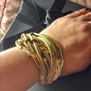 Elegant Gold and White Toggle Bracelet